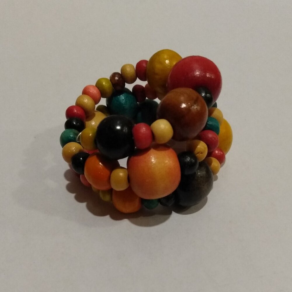 Painted Wooden Bead Wraparound Bracelet - Picture 2 of 3